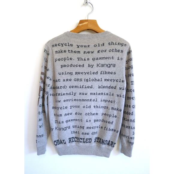 KANGRA Italy Recycled Cashmere Print Crewneck Sweater Farfetch YOOX 42 XS $518 - Picture 7 of 12
